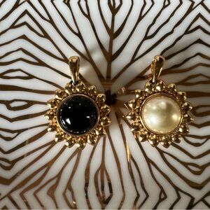 Nolan Miller Pearl and Black Sunburst Pendants